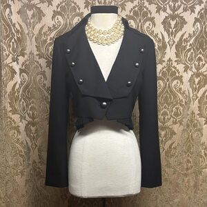 Forever 21 Black Cropped Blazer w/pleated sheer detail